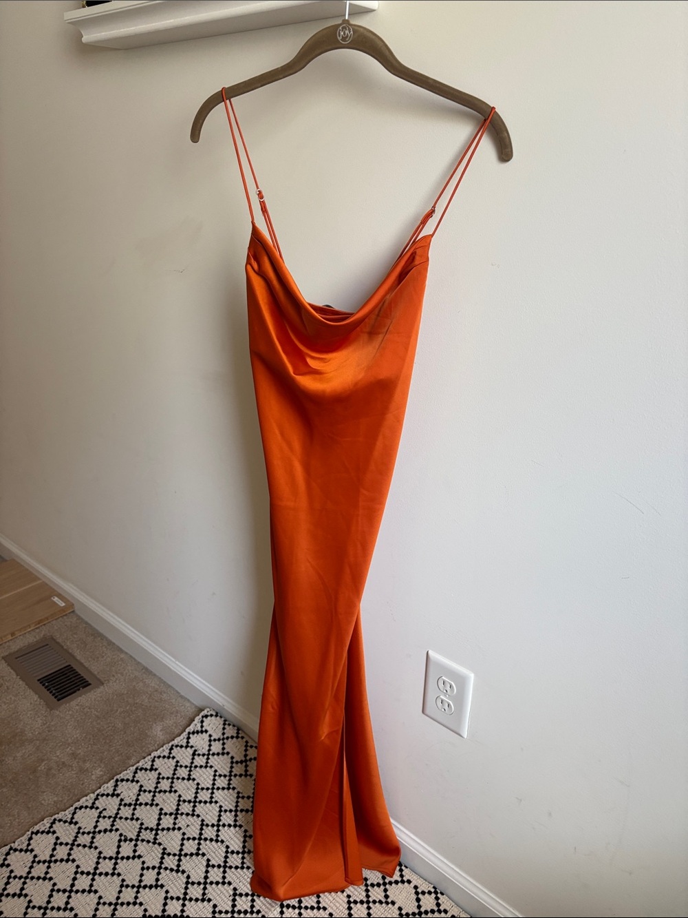 Banana Republic Orange Satin Maxi Slip Dress